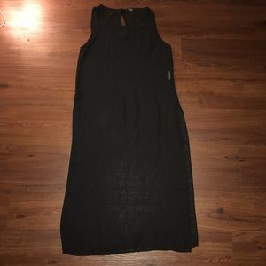 Black mesh side slit long tunic